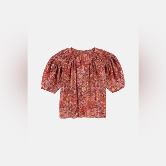 A.L.C Julianna Silk Short-sleeve Top In Sorbet Multi Size 4 - Picture 5 of 11